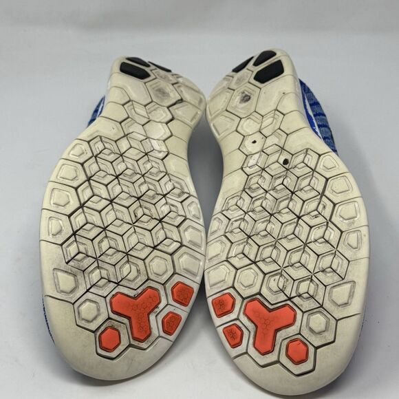 Nike Free 4.0 Flyknit Sneakers Womens 12 Blue Running Shoes Racer Barefoot - Picture 13 of 16